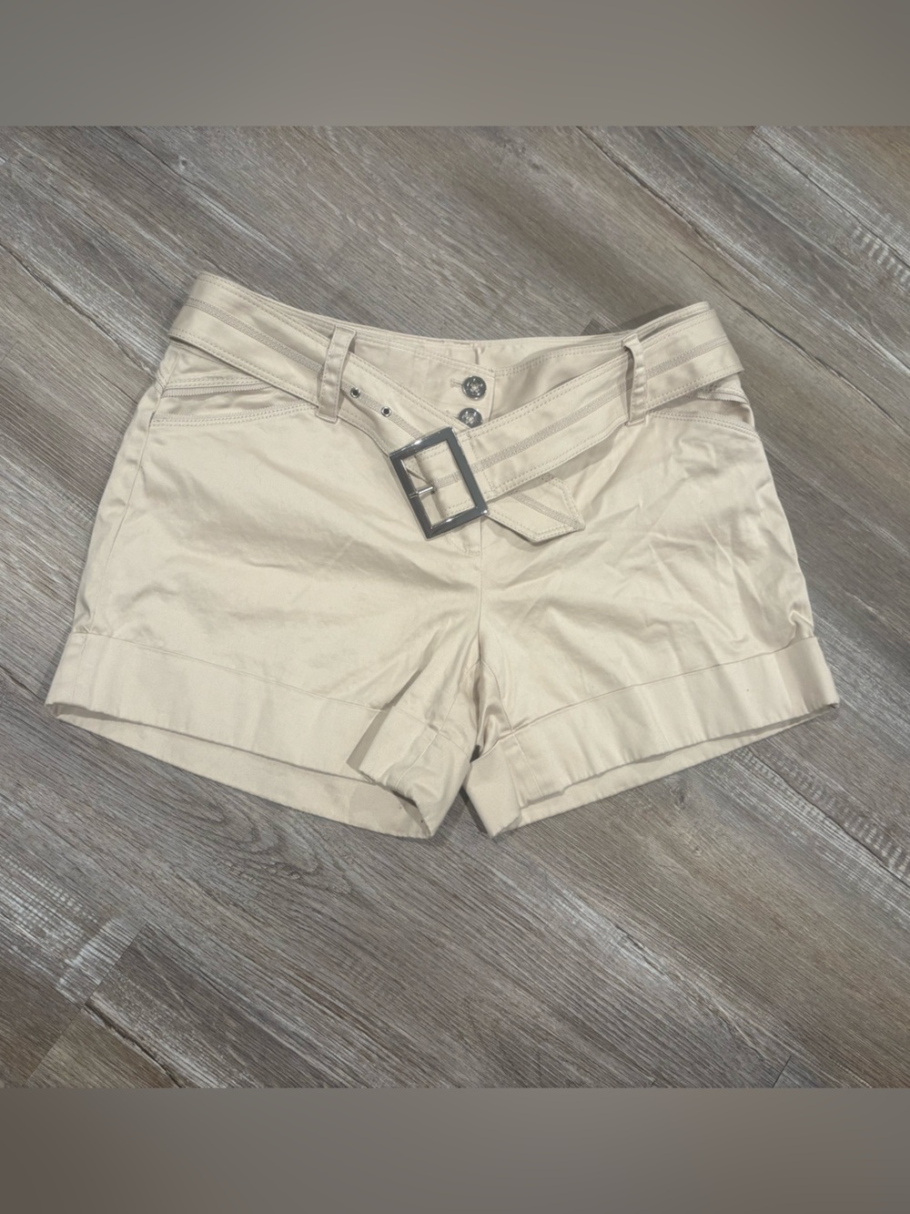 White House Black Market Cream Shorts with Belt